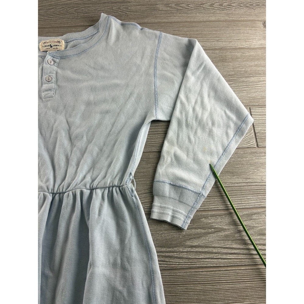 VTG Polo Ralph Lauren Womens Size Large Knit Henley Light Blue Maxi Dress Long - Picture 3 of 9